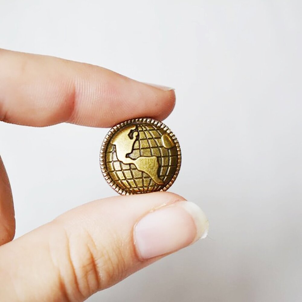 Handmade Bronze Earth Globe Pin